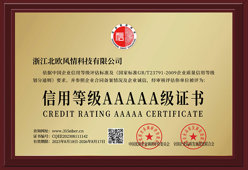 信用等级AAAAA级证书
